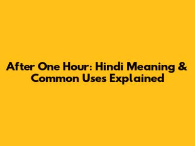 After One Hour: Hindi Meaning & Common Uses Explained