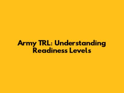 Army TRL: Understanding Readiness Levels