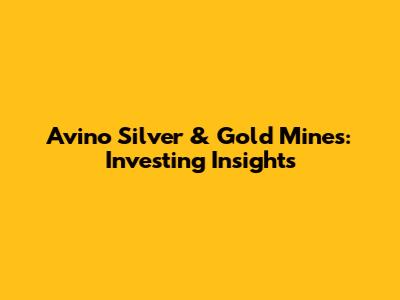Avino Silver & Gold Mines: Investing Insights