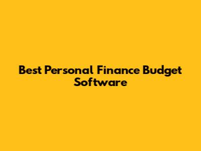 Best Personal Finance Budget Software