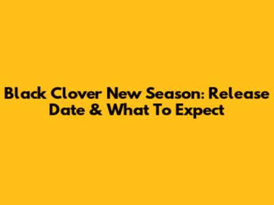 Black Clover New Season: Release Date & What To Expect