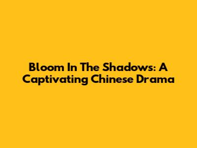 Bloom In The Shadows: A Captivating Chinese Drama