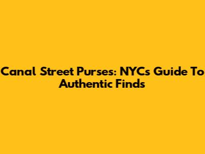 Canal Street Purses: NYC's Guide To Authentic Finds