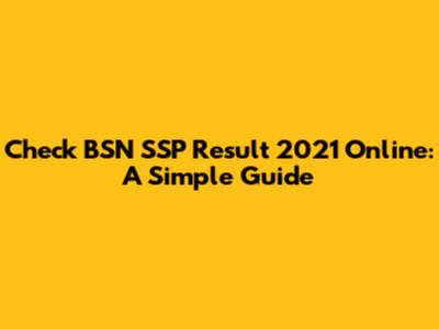 Check BSN SSP Result 2021 Online: A Simple Guide