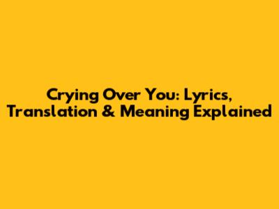 Crying Over You: Lyrics, Translation & Meaning Explained