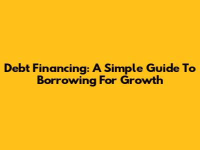 Debt Financing: A Simple Guide To Borrowing For Growth