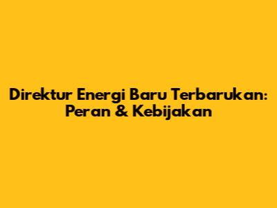 Direktur Energi Baru Terbarukan: Peran & Kebijakan