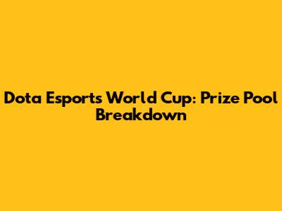 Dota Esports World Cup: Prize Pool Breakdown
