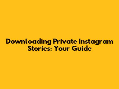 Downloading Private Instagram Stories: Your Guide