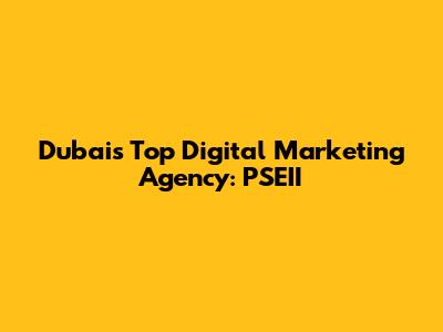 Dubai's Top Digital Marketing Agency: PSEII