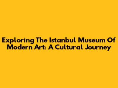 Exploring The Istanbul Museum Of Modern Art: A Cultural Journey