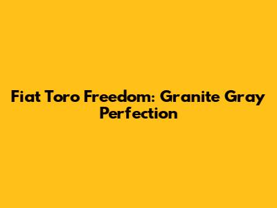 Fiat Toro Freedom: Granite Gray Perfection