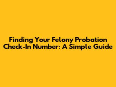 Finding Your Felony Probation Check-In Number: A Simple Guide