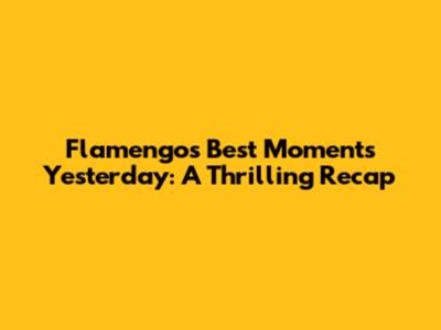 Flamengo's Best Moments Yesterday: A Thrilling Recap