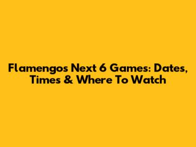 Flamengo's Next 6 Games: Dates, Times & Where To Watch