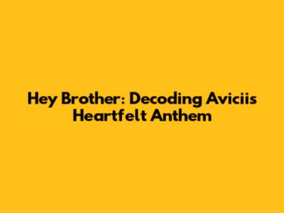 Hey Brother: Decoding Avicii's Heartfelt Anthem