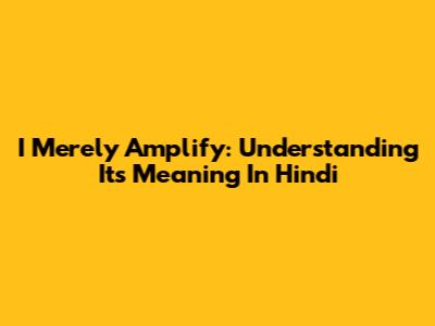 I Merely Amplify: Understanding Its Meaning In Hindi