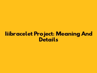 Iiibracelet Project: Meaning And Details