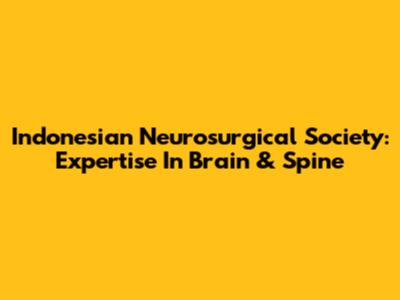 Indonesian Neurosurgical Society: Expertise In Brain & Spine
