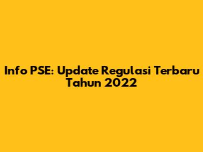 Info PSE: Update Regulasi Terbaru Tahun 2022