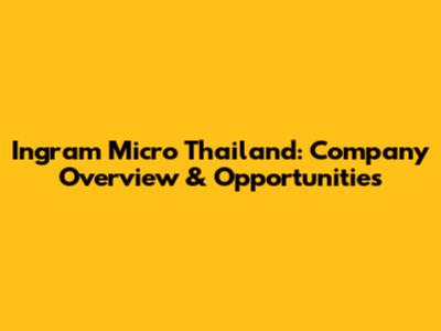 Ingram Micro Thailand: Company Overview & Opportunities
