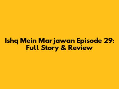 Ishq Mein Marjawan Episode 29: Full Story & Review