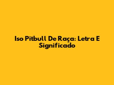 Iso Pitbull De Raça: Letra E Significado