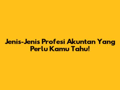 Jenis-Jenis Profesi Akuntan Yang Perlu Kamu Tahu!