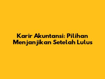 Karir Akuntansi: Pilihan Menjanjikan Setelah Lulus