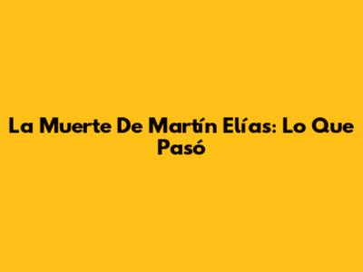 La Muerte De Martín Elías: Lo Que Pasó