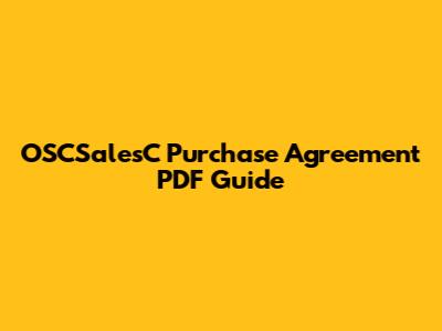 OSCSalesC Purchase Agreement PDF Guide