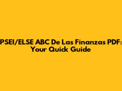 PSEI/ELSE ABC De Las Finanzas PDF: Your Quick Guide