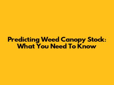 Predicting Weed Canopy Stock: What You Need To Know
