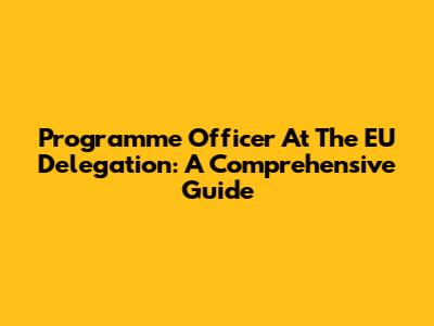 Programme Officer At The EU Delegation: A Comprehensive Guide