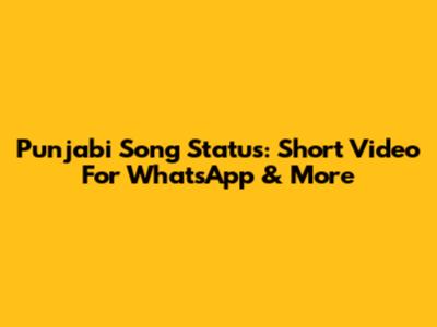 Punjabi Song Status: Short Video For WhatsApp & More