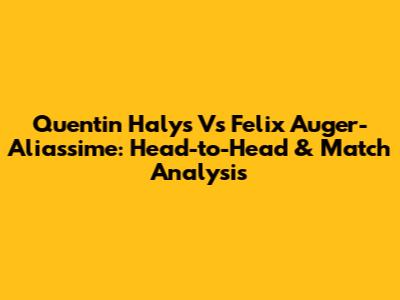 Quentin Halys Vs Felix Auger-Aliassime: Head-to-Head & Match Analysis