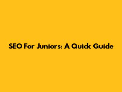 SEO For Juniors: A Quick Guide