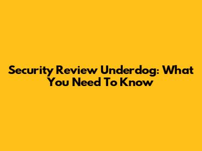 Security Review Underdog: What You Need To Know
