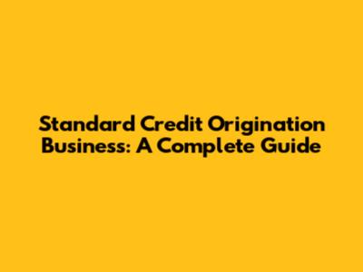 Standard Credit Origination Business: A Complete Guide