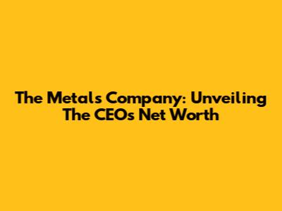 The Metals Company: Unveiling The CEO's Net Worth
