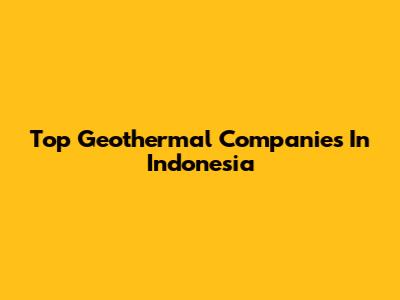 Top Geothermal Companies In Indonesia