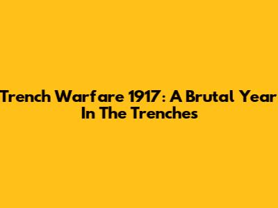 Trench Warfare 1917: A Brutal Year In The Trenches
