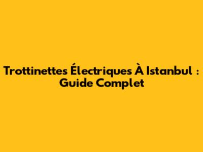 Trottinettes Électriques À Istanbul : Guide Complet