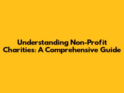 Understanding Non-Profit Charities: A Comprehensive Guide