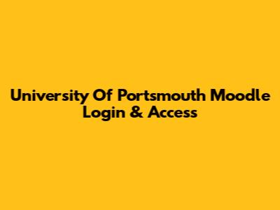 University Of Portsmouth Moodle Login & Access