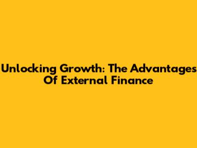 Unlocking Growth: The Advantages Of External Finance