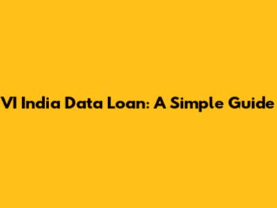 VI India Data Loan: A Simple Guide