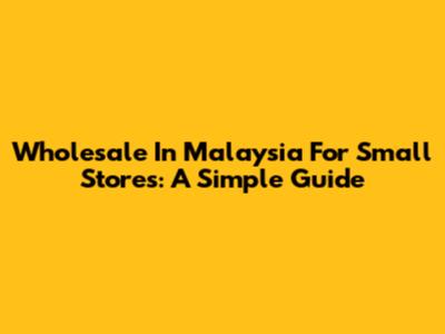Wholesale In Malaysia For Small Stores: A Simple Guide